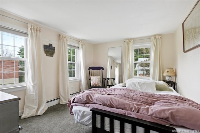 carpeted bedroom with multiple windows