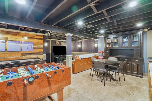 game room featuring carpet flooring