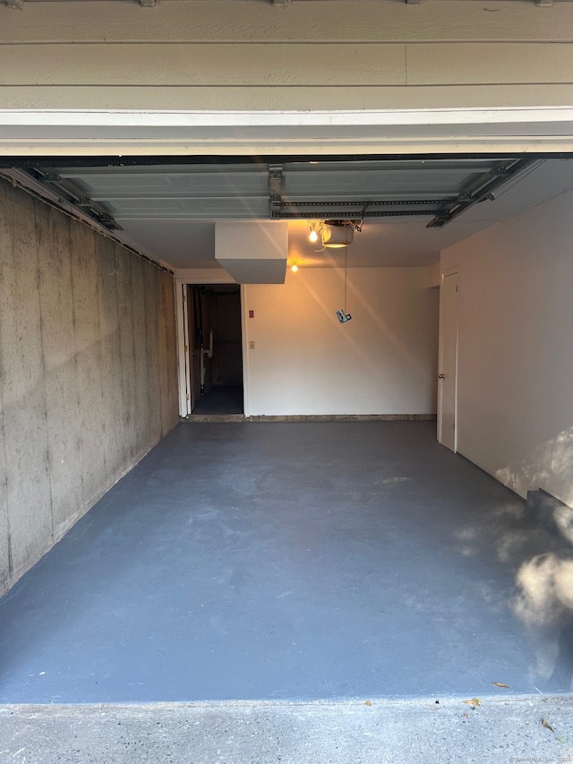 garage with a garage door opener