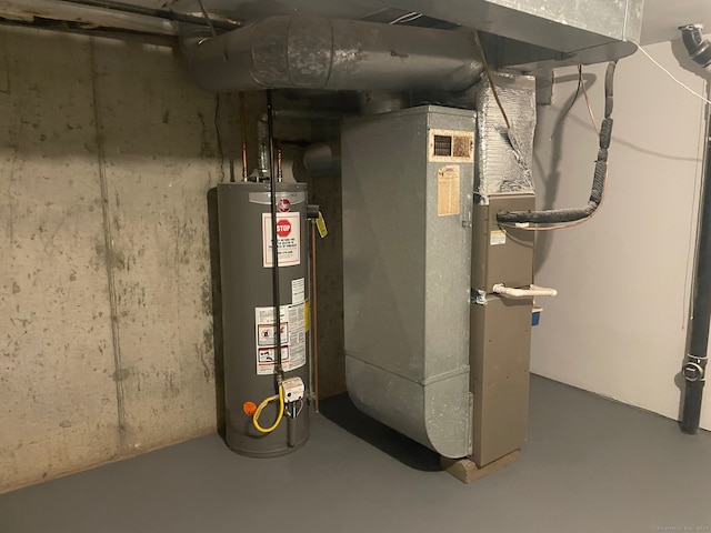 utilities featuring heating unit and gas water heater