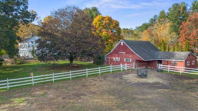 exterior space with a rural view