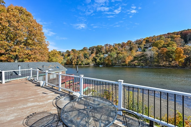 dock area featuring a deck with water view