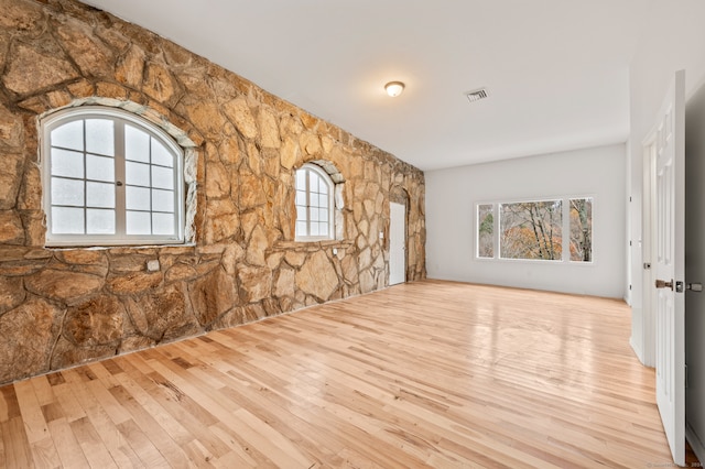 spare room with light hardwood / wood-style flooring and a healthy amount of sunlight