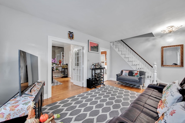 living room with light wood-type flooring