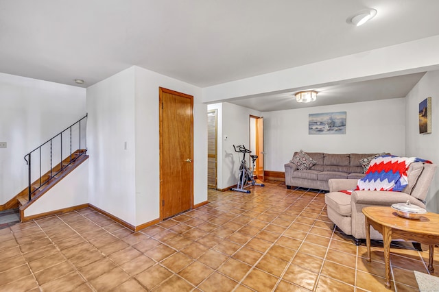 view of tiled living room