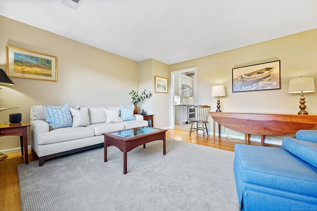 living room with hardwood / wood-style floors