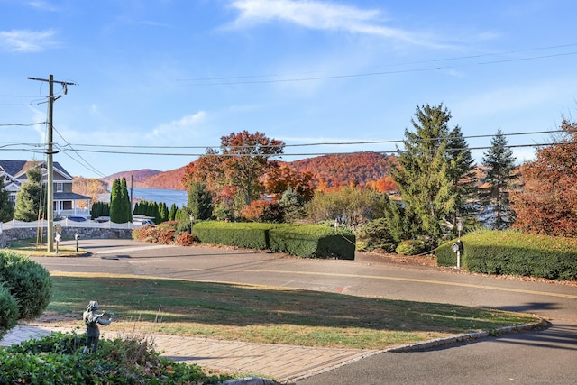 view of yard featuring a mountain view