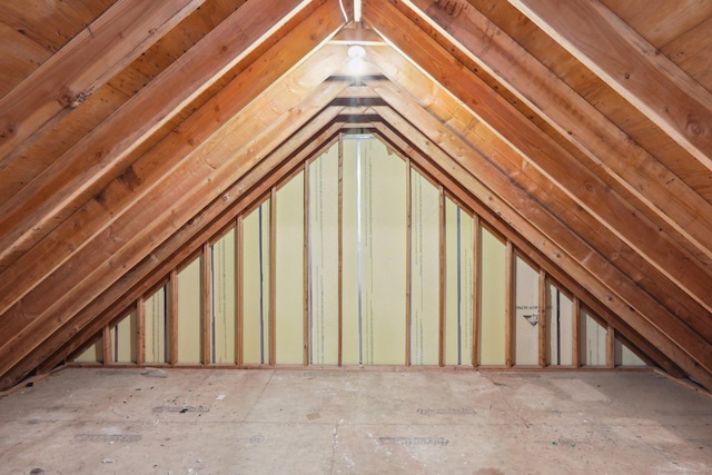 view of unfinished attic