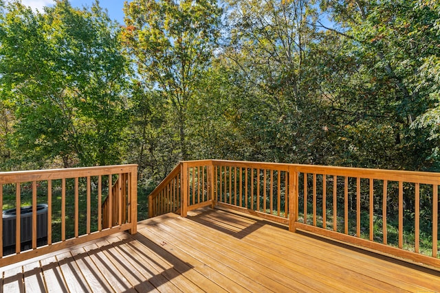 wooden deck featuring central AC