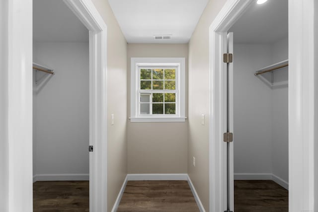 spacious closet with wood finished floors