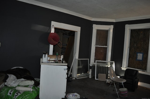 interior space featuring crown molding