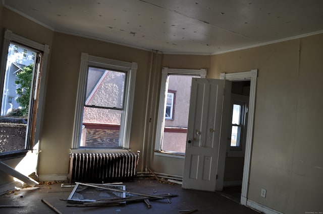 miscellaneous room featuring crown molding and radiator