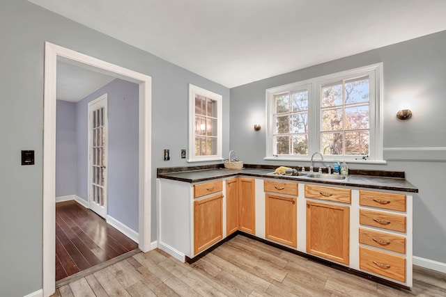 kitchen featuring sink and light hardwood / wood-style flooring