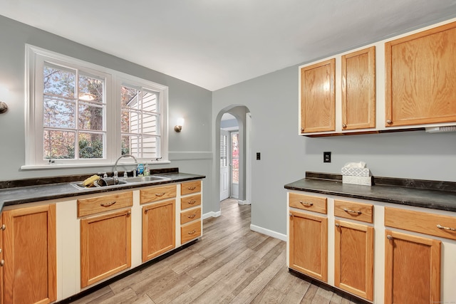 kitchen featuring light hardwood / wood-style flooring and sink