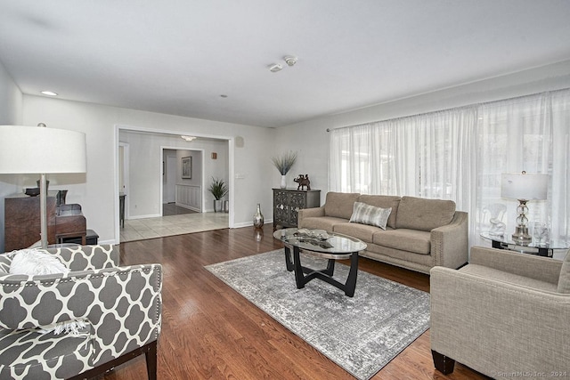 living room featuring wood-type flooring