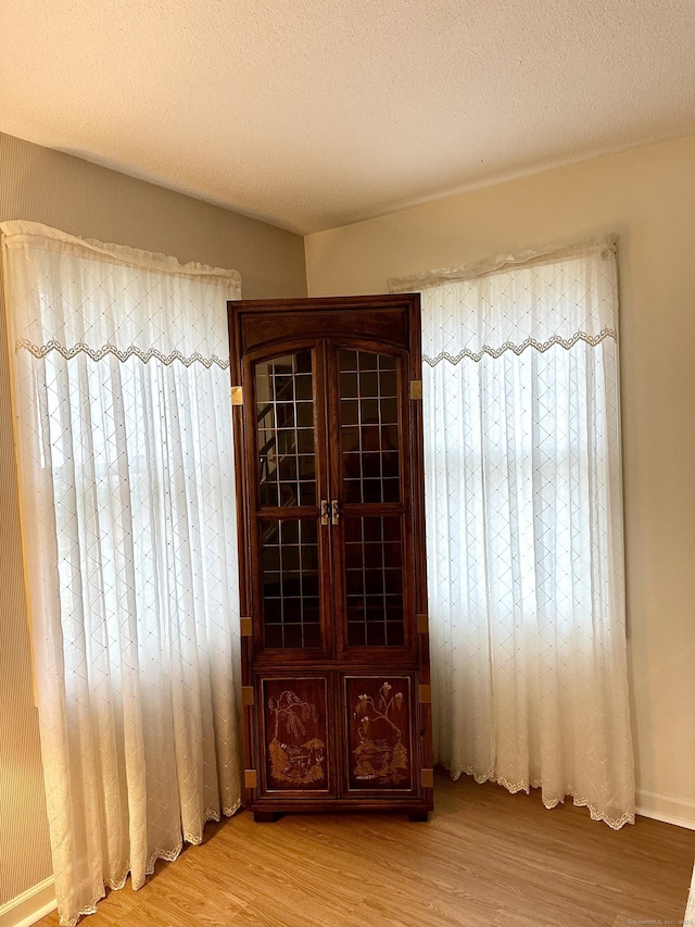 empty room featuring hardwood / wood-style floors and a textured ceiling