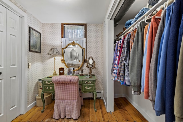 walk in closet featuring wood finished floors