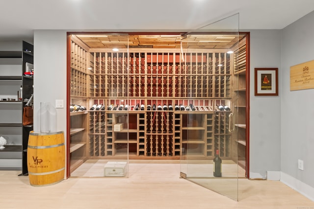 wine cellar featuring hardwood / wood-style floors