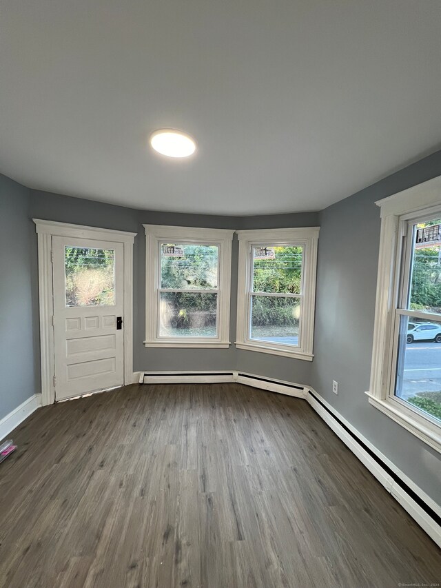 interior space with dark hardwood / wood-style floors and a healthy amount of sunlight