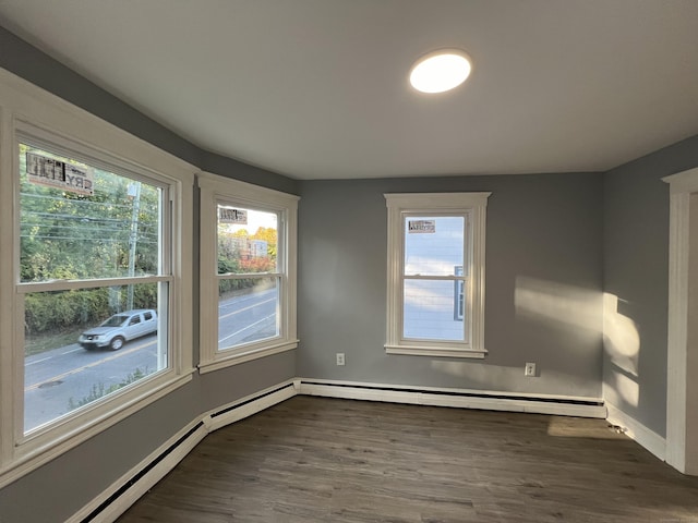 509 S Main St, Torrington, CT 06790 - unfurnished room with dark wood-style floors, baseboards, a baseboard heating unit, and baseboard heating