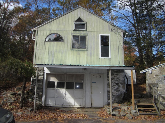 exterior space with a garage