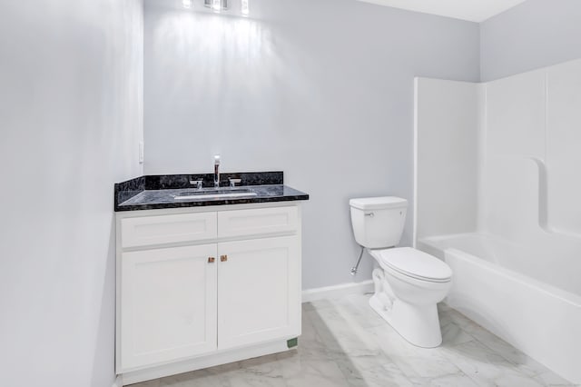 full bathroom with vanity, toilet, and shower / tub combination