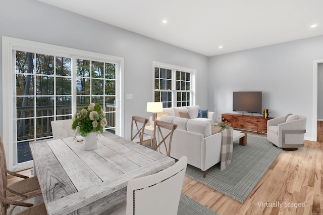 living room featuring light wood-type flooring