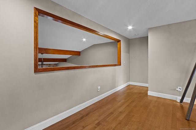 basement featuring light hardwood / wood-style flooring