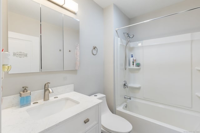 full bathroom featuring toilet, vanity, and shower / bath combination