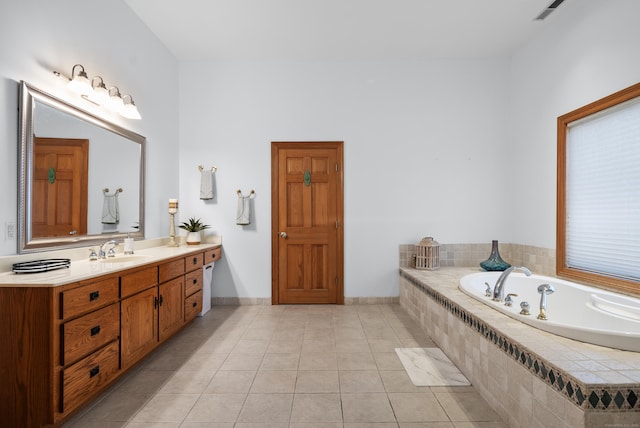 18 Eastern Ln, New Milford, CT 06776 - full bathroom featuring vanity, a bath, and tile patterned flooring