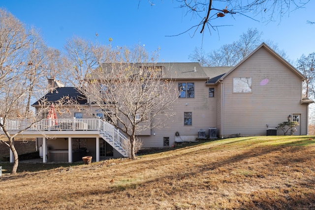 18 Eastern Ln, New Milford, CT 06776 - back of property featuring a deck, stairway, and a yard