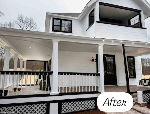 property entrance featuring covered porch