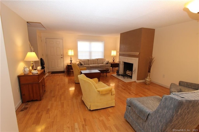 living room with light hardwood / wood-style flooring