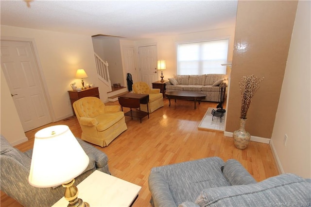 living room with hardwood / wood-style flooring