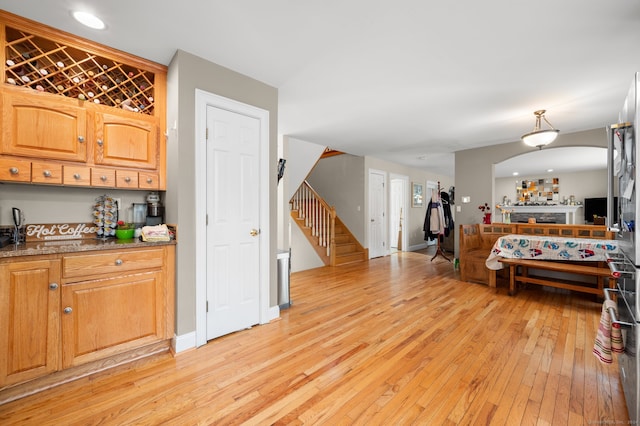 kitchen with light hardwood / wood-style floors