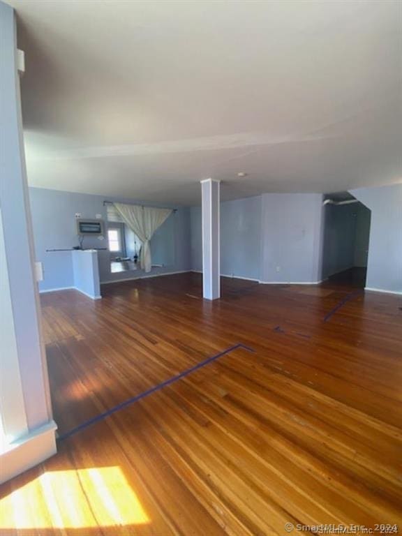 unfurnished living room with wood-type flooring