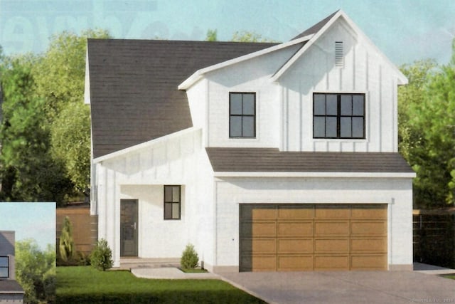 76 Highland Rd, Mansfield, CT 06250 - view of front of property with board and batten siding, an attached garage, and driveway