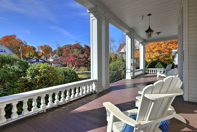 deck with a porch