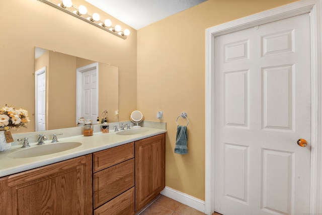 bathroom featuring vanity and tile patterned flooring