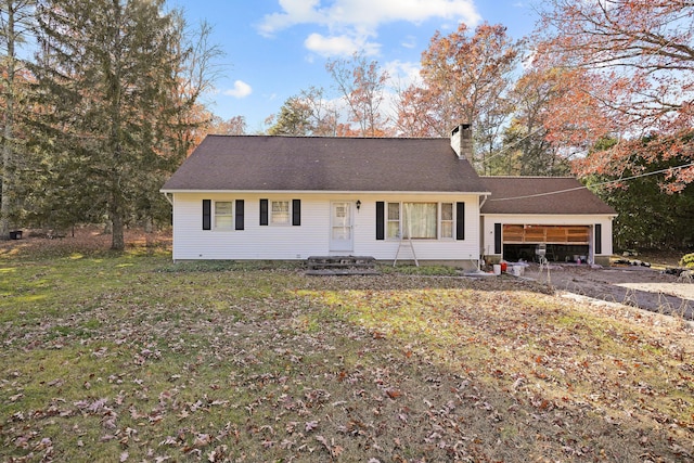 82 Pendleton Hill Rd, Voluntown, CT 06384 - view of front facade with a chimney, a garage, and entry steps