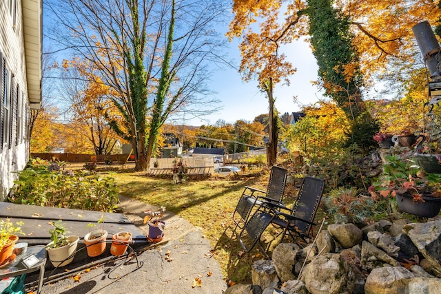view of yard with fence