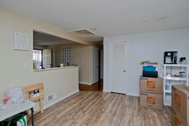 interior space featuring light wood-type flooring