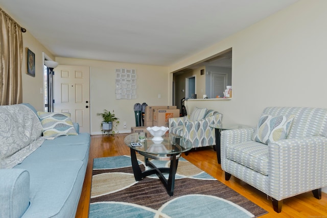 living room with hardwood / wood-style floors