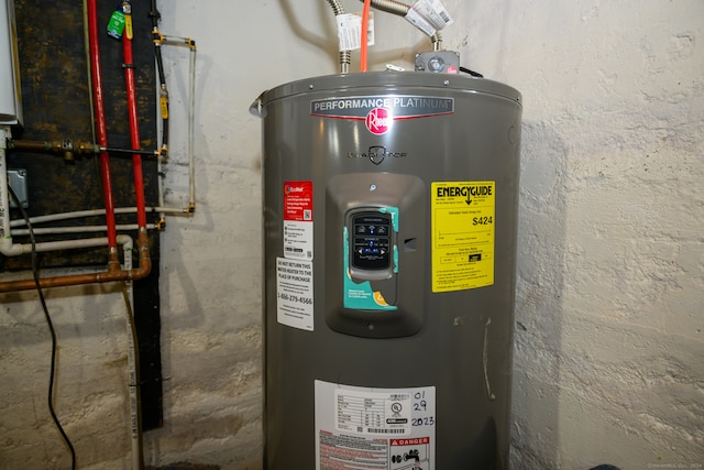 utility room featuring electric water heater