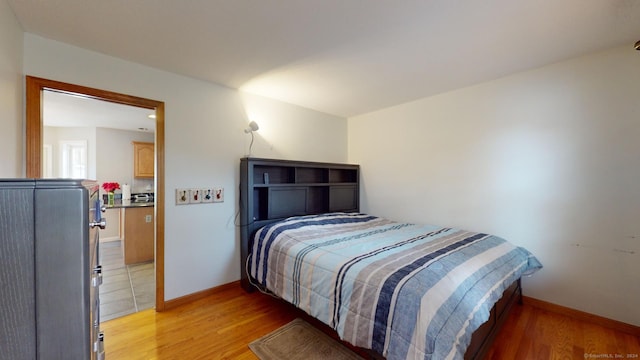 bedroom featuring light hardwood / wood-style flooring