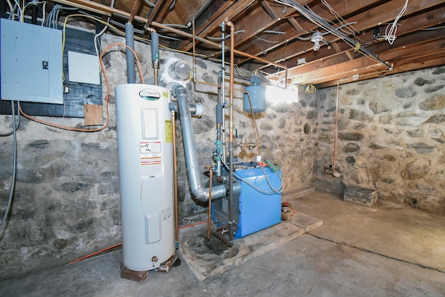 utilities with electric panel and electric water heater