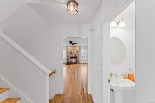 interior space with hardwood / wood-style flooring