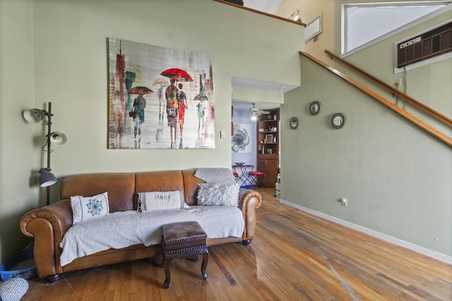 30 Merwin St Unit 6, Norwalk, CT 06850 - living room featuring wood finished floors, baseboards, and a ceiling fan