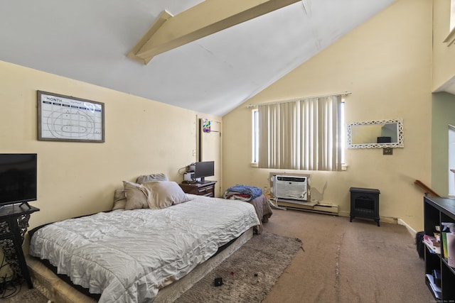 30 Merwin St Unit 6, Norwalk, CT 06850 - carpeted bedroom featuring vaulted ceiling and an AC wall unit