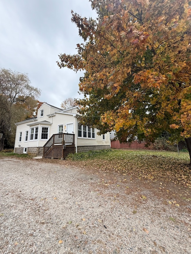 view of front of property with a deck